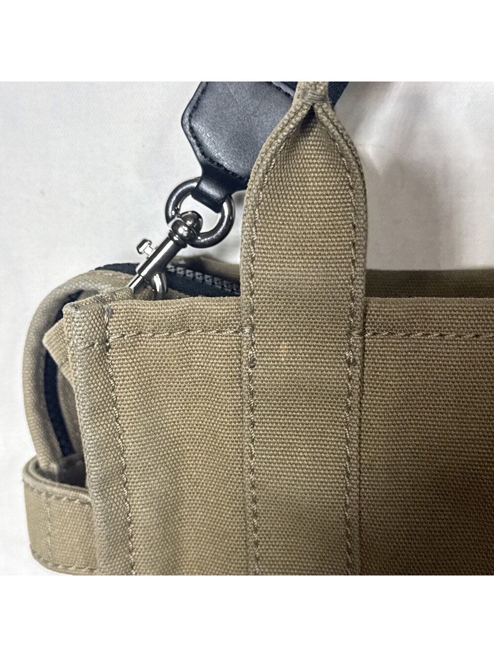 Marc Jacobs The Mini Tote Bag Khaki Canvas Crossbody Purse - Stained - Picture 6 of 13